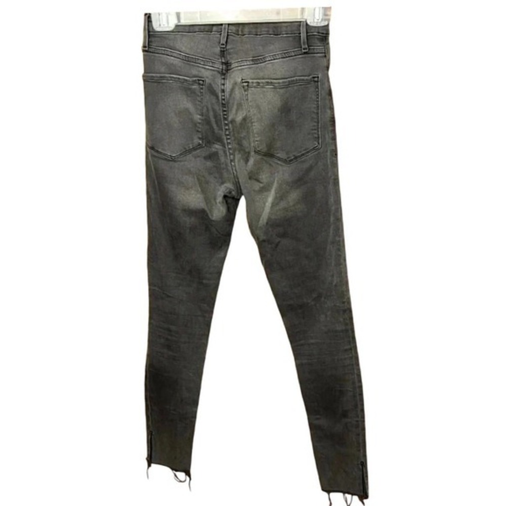 Frame Denim High Rise Skinny Jeans Grey Frayed Raw Hem Ankle Slit 27  Edgy Grung - Picture 6 of 12